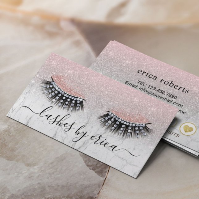 Carte De Fidélité Lashes Artiste maquillage Marbre rose Loyauté (Créateur téléchargé)
