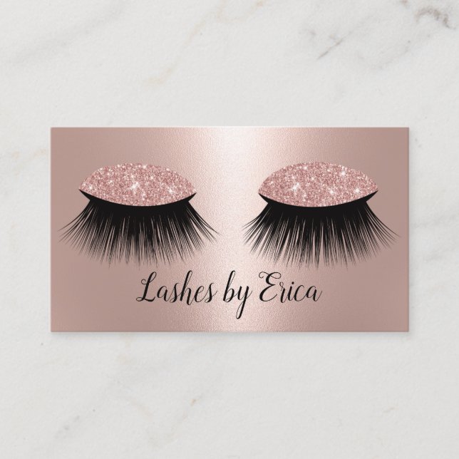 Carte De Fidélité Lashes Artiste maquillage Rose Gold Foil Salon Loy (Devant)