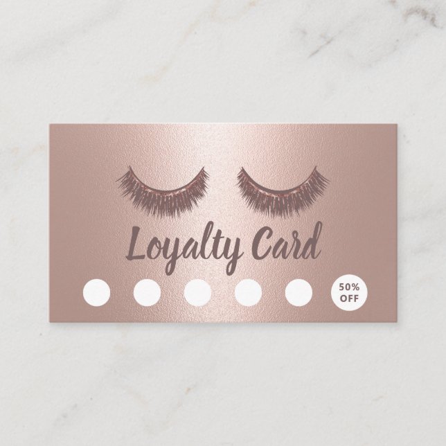 Carte De Fidélité Lashes Bros maquillage Artiste Rose Gold Loyalty (Devant)