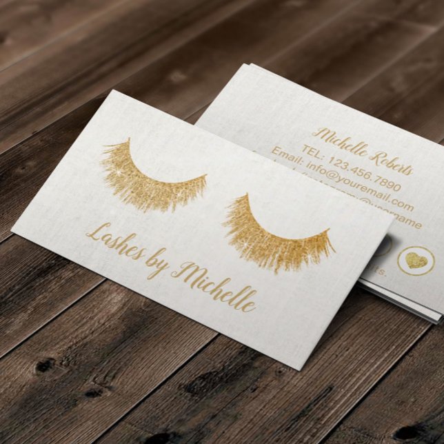 Carte De Fidélité Lashes Maquillage Artiste Chic Gold Eyelash Extens (Créateur téléchargé)