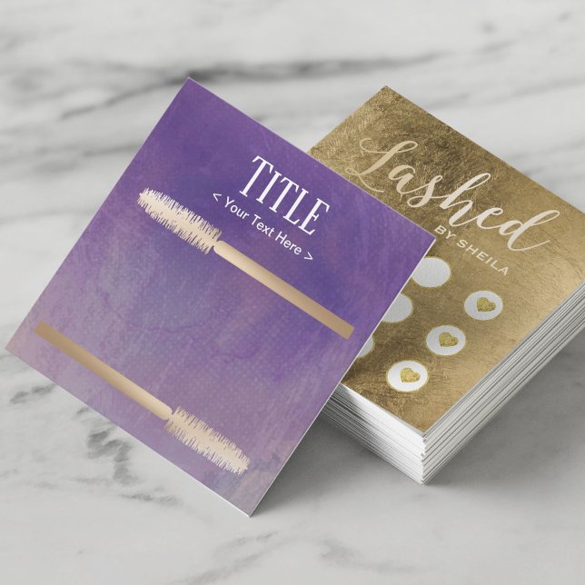 Carte De Fidélité Lashes maquillage Artiste Gold & Purple Loyalty Pu (Créateur téléchargé)