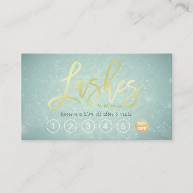 Carte De Fidélité Lashes maquillage Artiste Gold Script Loyalty Punc (Devant)