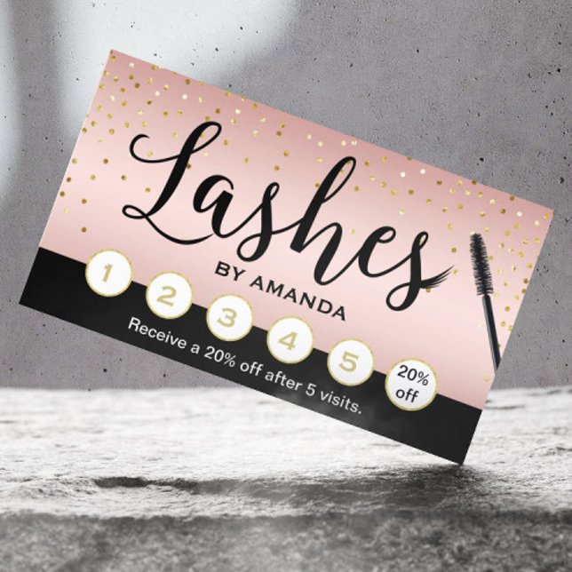 Carte De Fidélité Lashes Maquillage Artiste Rose Gold Loyalty Punch (Créateur téléchargé)