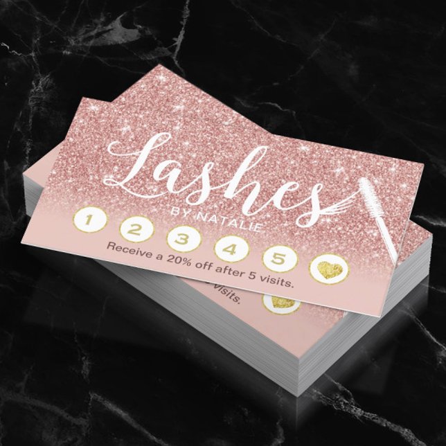 Carte De Fidélité Lashes Maquillage Artiste Rose Gold Ombre Loyalty  (Créateur téléchargé)