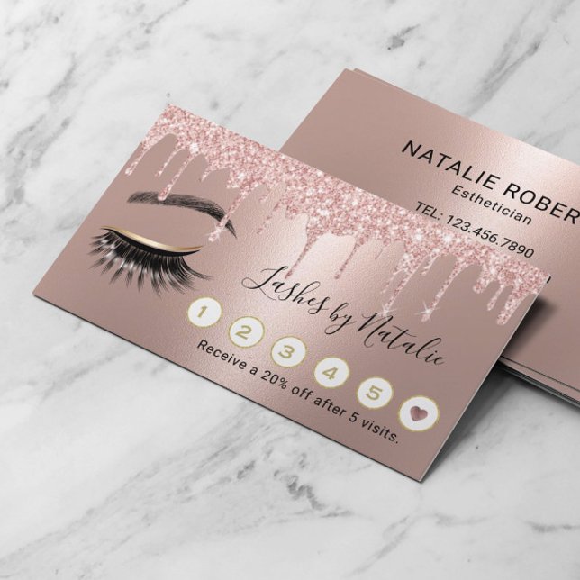 Carte De Fidélité Lashes Salon maquillage Artiste Rose Gold Drialty  (Créateur téléchargé)