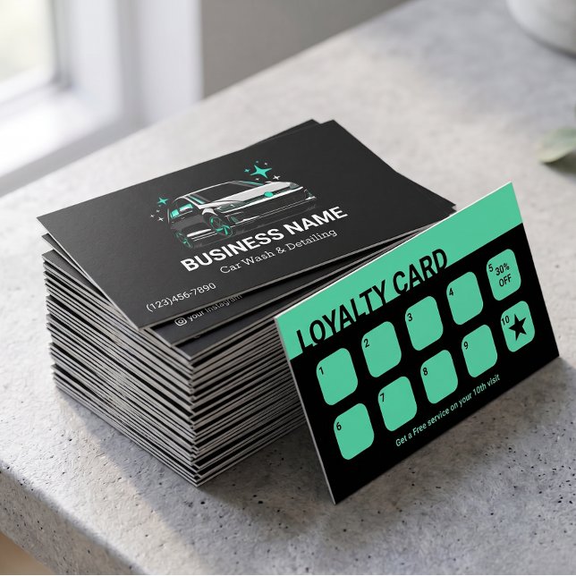 Carte De Fidélité Lavage de voiture mobile et détaillants personnali (Créateur téléchargé)