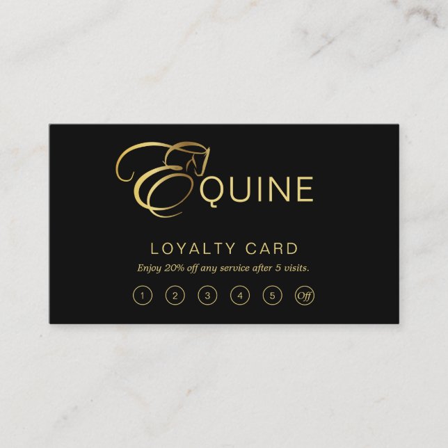 Carte De Fidélité Lettre monogramme E Cheval en or (Devant)