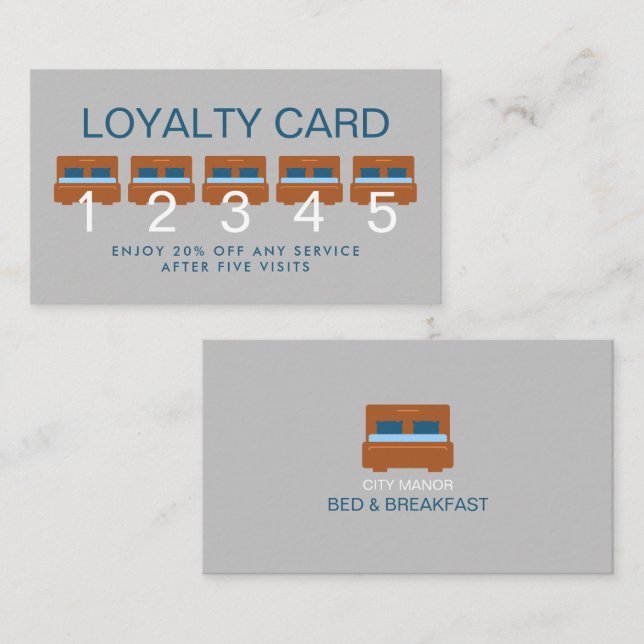 Carte De Fidélité Logo, Bed & Breakfast Hébergement Business (Devant / Derrière)