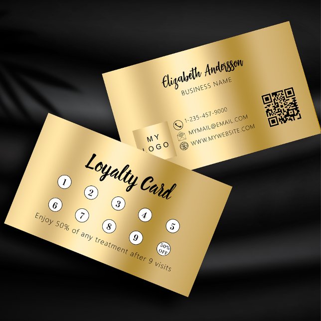 Carte De Fidélité Logo d'entreprise de code qr or (Créateur téléchargé)