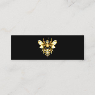 Carte De Fidélité Logo Faux Gold Foil Bee Polygonal sur Noir