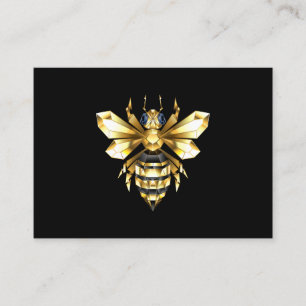 Carte De Fidélité Logo Faux Gold Foil Bee Polygonal sur Noir