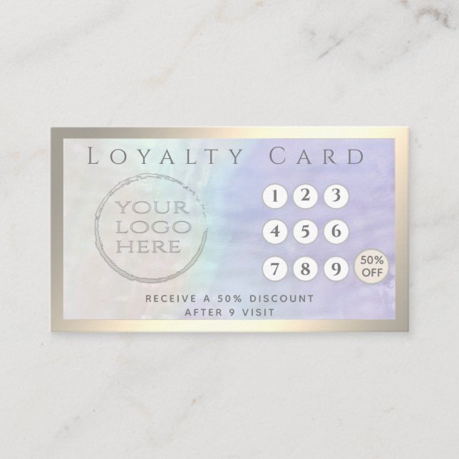 Carte De Fidélité Logo holographique simple minimaliste de luxe pers (Devant)