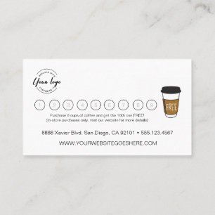 Carte De Fidélité Logo personnalisable Simple Coffee Business