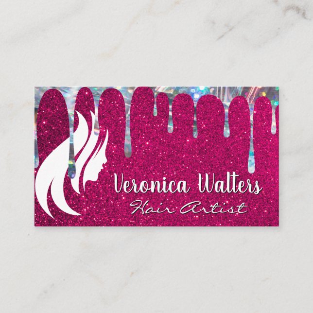 Carte De Fidélité Logo pour cheveux | Parties scintillant Glamor Gli (Devant)