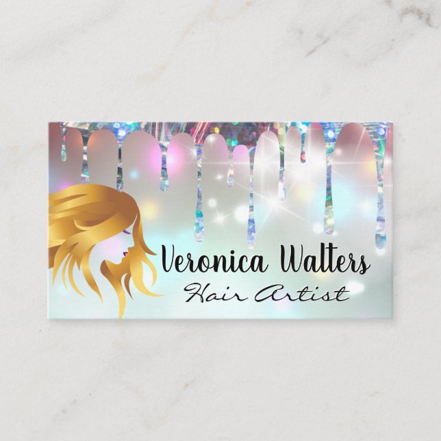Carte De Fidélité Logo pour cheveux | Parties scintillant | Lumineus (Devant)
