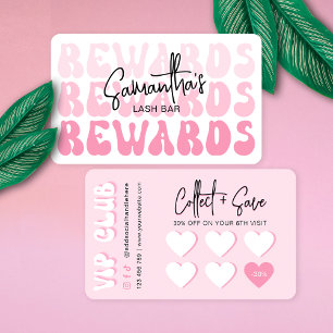 Carte De Fidélité Logo Retro rose moderne Lash Salon ou Spa