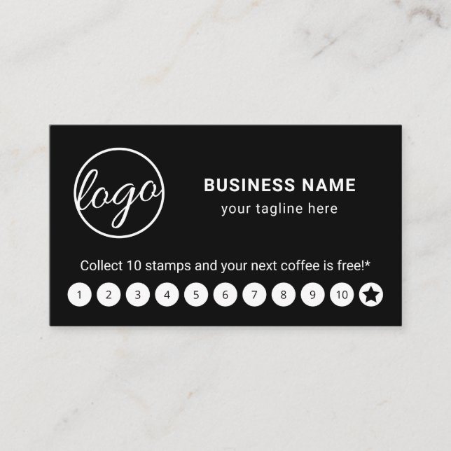 Carte De Fidélité Logo simple Black Star Modern (Devant)