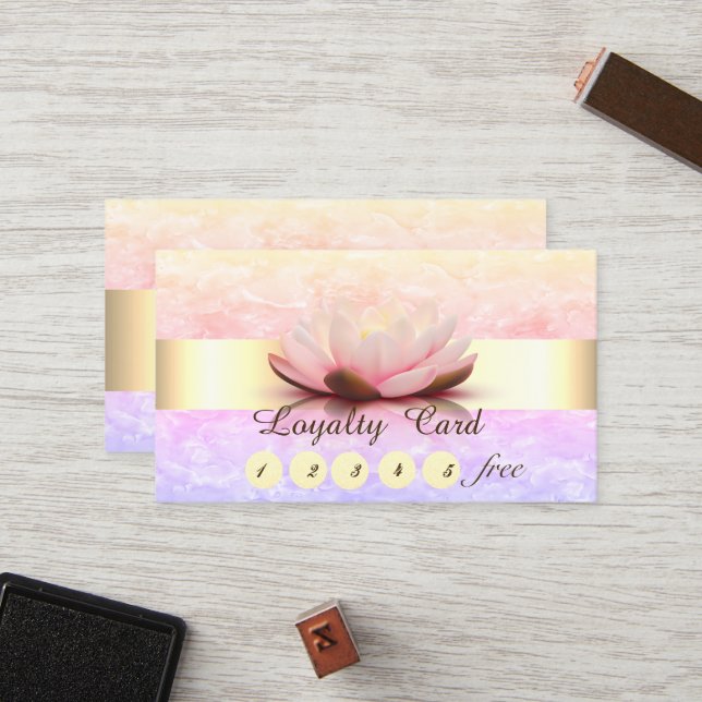 Carte de fidélité Lotus en marbre cool (Devant/Arrière en situation)