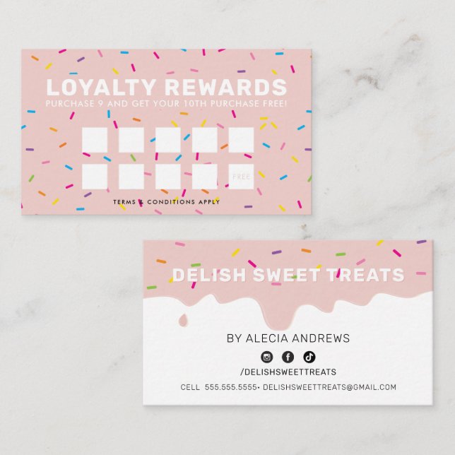 Carte De Fidélité LOYALTY REWARDS dégivrage gouttes d'eau rougir (Devant / Derrière)