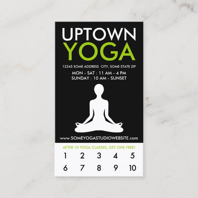 Carte De Fidélité loyauté au yoga uptown (Devant)