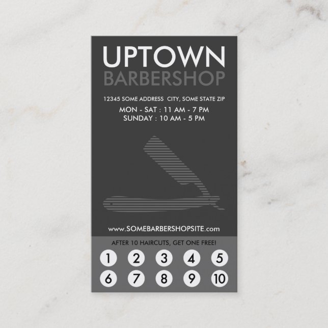 Carte De Fidélité loyauté huptown barber razor (Devant)