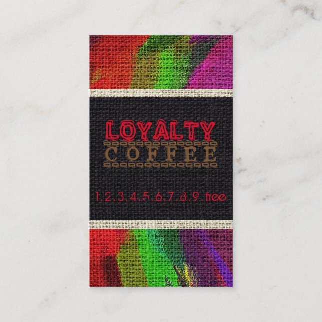Carte De Fidélité Loyauté Punch café Burlap Look #12 (Devant)