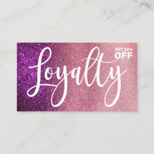 Carte De Fidélité Magenta Rose Triple Parties scintillant Ombre Typo