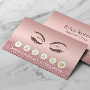 Carte De Fidélité Maquillage Artiste Beauté Fille Rose Gold Salon Fi