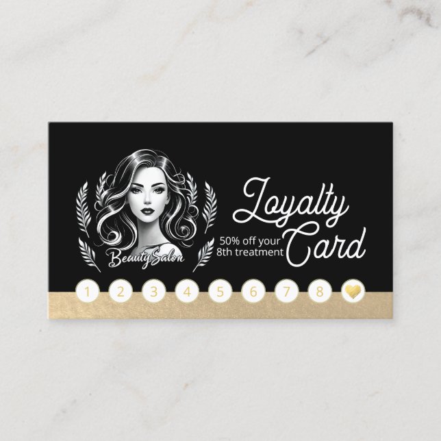 Carte De Fidélité Maquillage Artiste Coiffure Stylo moderne Noir Bla (Devant)