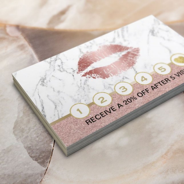 Carte De Fidélité Maquillage Artiste Rose Lièvres d'or Marbre Loyaut (Créateur téléchargé)