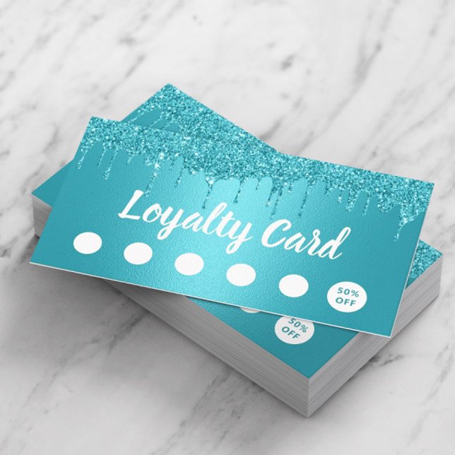 Carte De Fidélité Maquillage Artiste Salon des cheveux Turquoise Dri (Créateur téléchargé)