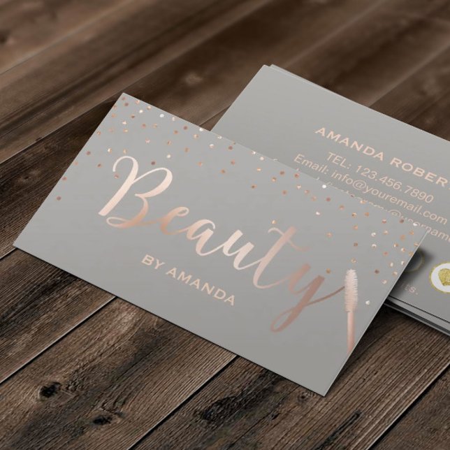 Carte De Fidélité Maquillage de beauté Artiste Rose Gold & Grey Loya (Créateur téléchargé)