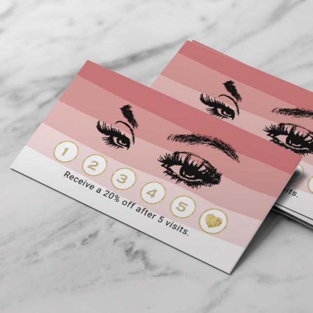 Carte De Fidélité Maquillage Eyelash Artiste Coral Shades Loyauté (Créateur téléchargé)
