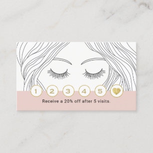 Carte De Fidélité Maquillage Eyelash Artiste Dessin à la main Fille 