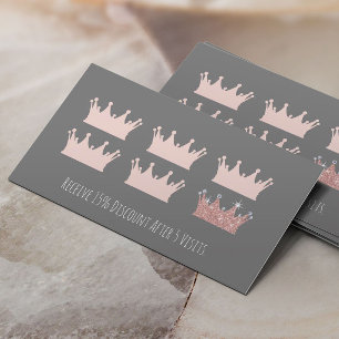 Carte De Fidélité Maquillage Rose Gold Crown Artiste Beauté Salon Lo