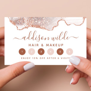 Carte De Fidélité Marbre blanc chic Agate Pailleté Or Rose