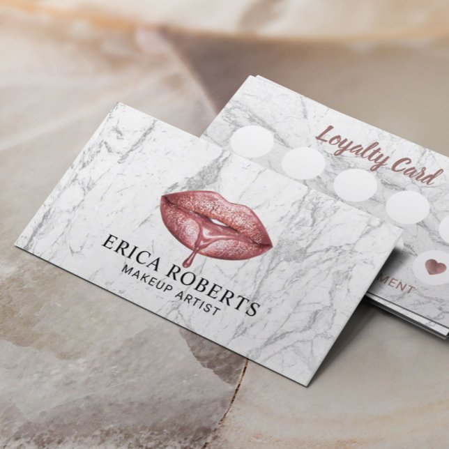 Carte de fidélité |Marbre blanc de lèvres Rose Gol (Créateur téléchargé)