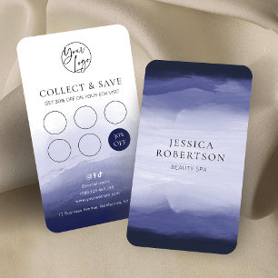 Carte De Fidélité Marine Bleu Aquarelle Chic Beauté Salon Nails Spa