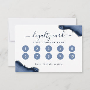 Carte de fidélité Marine Blue Silver Agate Parties
