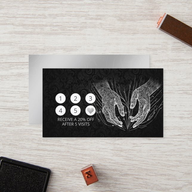 Carte De Fidélité Massage Thérapie Guérison Mains Énergie Spa Bien-ê (Devant/Arrière en situation)