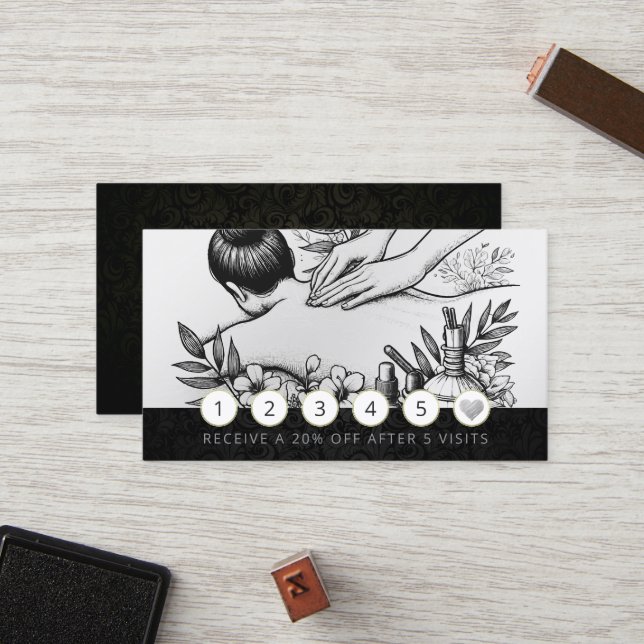 Carte De Fidélité Massage Thérapie Guérison Mains Énergie Spa Bien-ê (Devant/Arrière en situation)