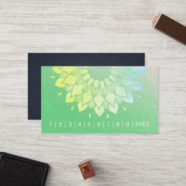 Carte De Fidélité Méditation Yoga Instructeur Mandala Loyalty Punch (Devant/Arrière en situation)
