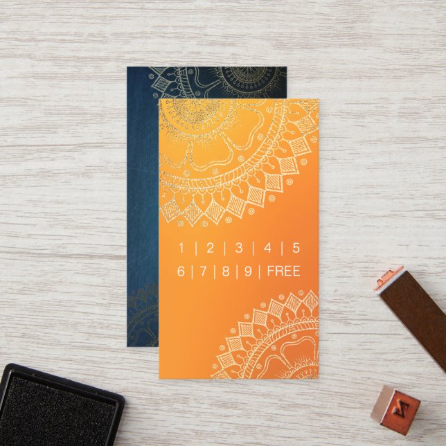 Carte De Fidélité Méditation Yoga Professeur Gold Mandala Loyalty Pu (Devant/Arrière en situation)