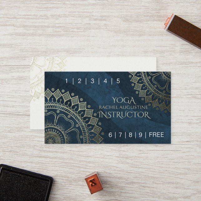 Carte De Fidélité Méditation Yoga Professeur Gold Mandala Loyalty Pu (Devant/Arrière en situation)