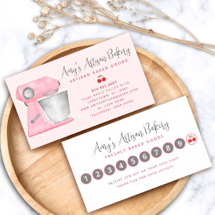Carte De Fidélité Mélangeur de boulangerie rose blush Pâtissier simp