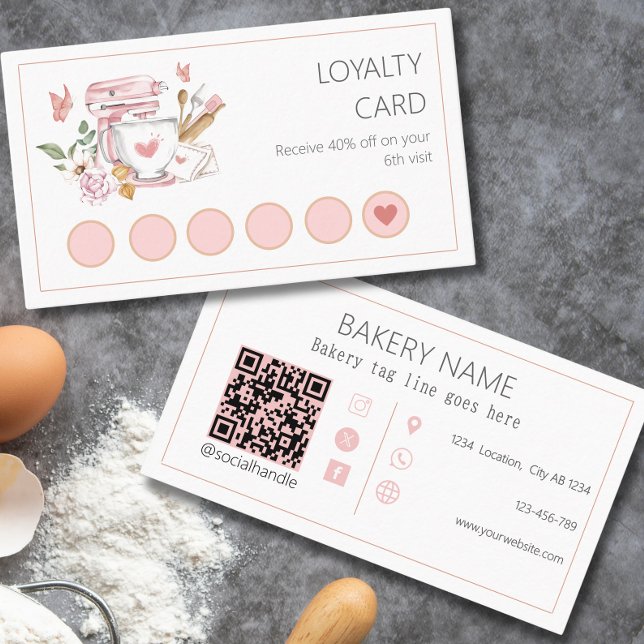 Carte De Fidélité Mélangeur de stand de boulangerie aquarelle (Créateur téléchargé)
