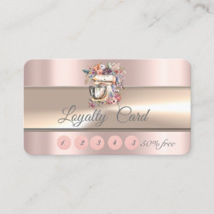 Carte De Fidélité Mélangeur floral rose gold de la boulangerie à ray