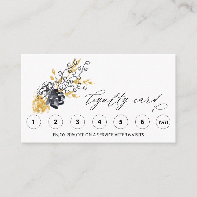 Carte De Fidélité *~* Merci de récompenses FLORAL Botanique QR LOGO (Devant)