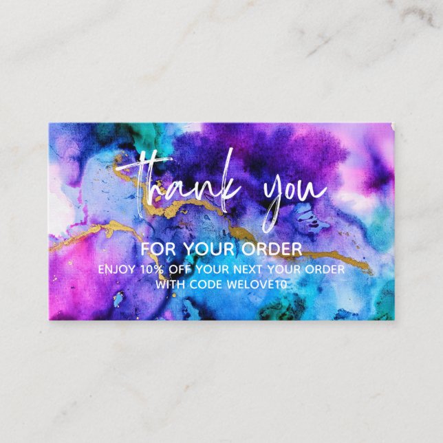 Carte de fidélité Merci Gold Blue Purple 2 (Devant)