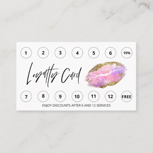 Carte De Fidélité *~* Merci récompenses QR LOGO lèvres beauté Loyaut (Devant)